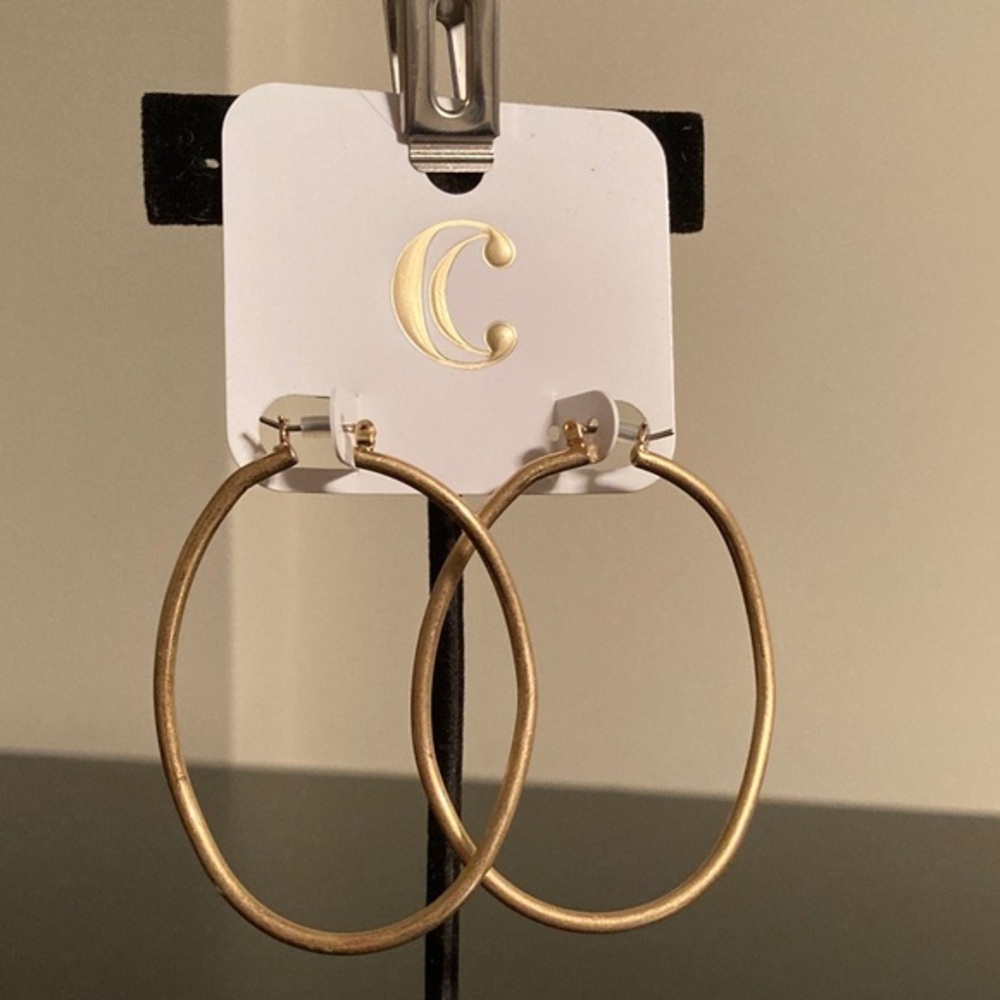 Charming Charlie Gold Oval Hoop Earrings